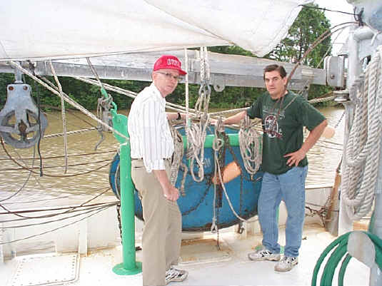 Dr. Burke Huner and DENR's Timothy Wright in front of a poly ice door